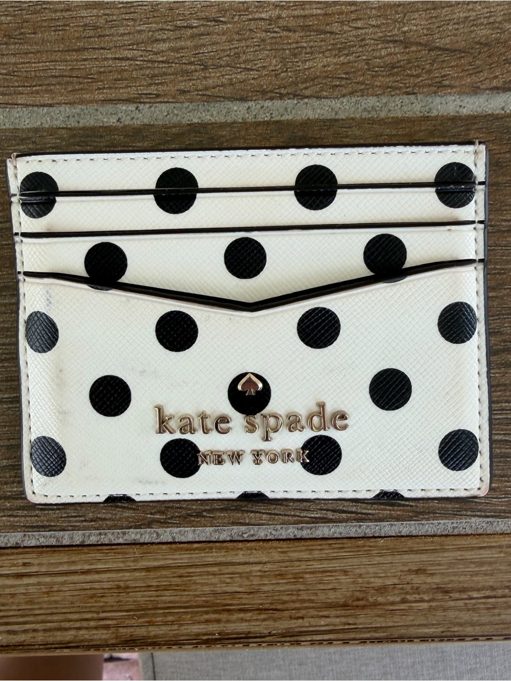kate spade White and Black Polka Dot Card Holder